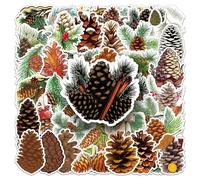 FANZHII-50 Pine Cone Stickers Cartoon Plant Pine Tower Waterproof Refrigerator Computer Water Cup Notebook Sticker