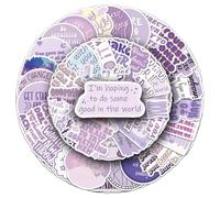 FANZHII-50 Purple Inspirational English Stickers Girl's Heart Positive Energy Short Sentences Waterproof Computer Water Cup Notebook Sticker