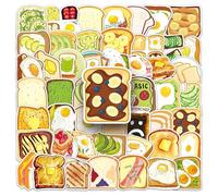 FANZHII-50 Sheets Toast Bread Cartoon Luggage Stickers Personality Trend Graffiti Laptop Car Waterproof Sticker