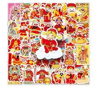 FANZHII-50 Stickers of The God of Wealth, Chinese Style New Year, Spring Festival, Festive Cartoon, Laptop, Mobile Phone, Waterproof Sticker