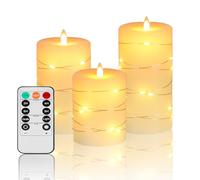 Fanzir Flameless LED Candles with Remote, Battery Operated, Flickering with Timer - Set of 3 (4", 5", 6") for Seasonal and Festival Celebrations