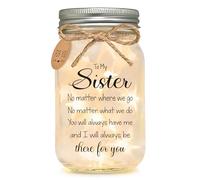 Fao Thuofyr Sister Gifts Mason Jar Night Light, Warm Light Birthday Present, Sentimental Keepsake for Mother's Day Christmas Valentine's, Home Decor Nightstand Lamp for Women