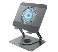 Faodzc Laptop Stand with Cooling Fan, 360° Rotating Base, Adjustable Height & Angle, Ergonomic Computer Riser with Non-Slip Silicone Pads