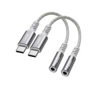 Faodzc USB C to 3.5mm Audio Adapter 2 Pack, 24bit/96kHz Hi-Res DAC Aux Headphone Jack Cable, Braided Nylon, Compatible with iPhone 16 15 Pro Max, Compatible with Samsung S25 S24, Grey