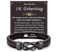 FAOMZQ 15-60 Birthday Gift for Men and Boys, Brown Leather Bracelet for Birthday for Dad, Grandpa, Son, Grandson, Nephew, Brother, Husband, Boyfriend, Colleague, Stainless Steel
