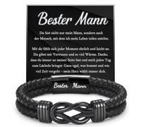 FAOMZQ Gifts for Men, Leather Bracelet with Engraving for Dad Son Brother for Birthday Christmas Father's Day Graduation I Love You Gift for My Husband Boyfriend for Valentine's Day Anniversary, 21,5