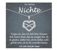 FAOMZQ Necklace for Girls, Infinity Heart Necklace for My Girlfriend, Gifts for Sister, Daughter, Granddaughter, Graduation, School, Birthday, Christmas, Cubic Zirconia