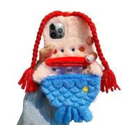 FAOONNMY Fluffy Fur Plush Case for iPhone 11, Cute Braids Monster Furry Phone Protective Cover for Women Girls, Soft Faux Fuzzy Warm Shell Fun Case Shockproof Compatible with Blue iPhone 11