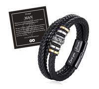 FAOYUDAWEI To My Man Infinity Bracelet Gifts for Men, Valentines Husband Birthday Christmas Anniversary Boyfriend Gift from Wife Girlfriend with I Love You Forever And Always, 8.25, Leather, no