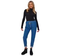Faozo® Ladies Italian Jeans Denim Style Stretch Magic Trousers, Women Elasticated Waist Smart Crushed Casual Look Joggers Pants (Light Denim, 18-24)