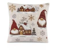 Faozo Pack of 2 Christmas Cushion Covers (45×45 cm), Super Soft & Washable Polyester Decorative Pillows, Festive Winter Designs (Winter Village)