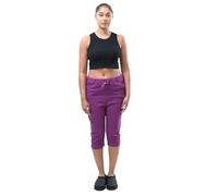 Faozo® Womens Italian Turn-Up Magic Shorts Knee Length 3/4 Cropped Trousers with Side Pockets Summer Short Pants (Purple, 16-20)