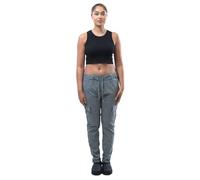 Faozo® Womens Plain Magic Italian Cargo Trousers, Ladies Comfy Crushed Casual Summer Joggers Stretchy Ankle Length Bottom Pants (Grey, 16-20)