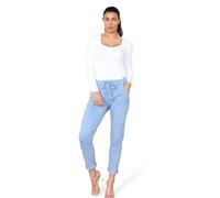 Faozo® Women's Plain Magic Italian Trousers - Ladies Summer Yoga Pants Active Casual Stretchy Joggers Pant (Sky Blue, 16-20)