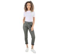 Faozo® Women's Plain Magic Trousers, Ladies Italian Lagenlook Crushed Casual Stretchy Joggers Yoga Pants with Back Pocket (Green, 10-16)