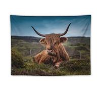 FAPCW Animal Highland Cow Brown Art Tapestry Wall Tapestry Art for Home Decorations Dorm Decor Living Room Tapestry 30"x40"