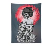FAPCW Japan Geisha Skeleton Horror Tapestry Wall Hanging Wall Decor for Dorm Bedroom Home Decor 30"x40"