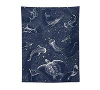 FAPCW Shark Whale Turtle Cosmos Tapestry Wall Art for Home Decorations Dorm Decor Living Room 30"x40"