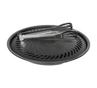 Fapend Japan BBQ Plate (Large) | Stovetop Korean BBQ Non-Stick Round Barbecue Grill Pan by | Free 304 Stainless Steel Barbecue Tongs (Japan Import)