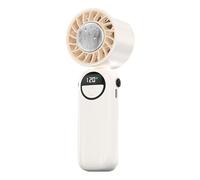 FAPPEN Portable Handheld Mini Turbo Fan, 6-Speed Adjustment with LED Dsiplay, Long Battery Life, 3-In-1 Design Includes Handheld Hanging Folding Options, Ideal For Outdoor Activities Travel (White)