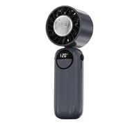 FAPPEN Portable Handheld Mini Turbo Fan, 6-Speed Adjustment with LED Dsiplay, Long Battery Life, 3-In-1 Design Includes Handheld Hanging Folding Options, Ideal For Outdoor Activities Travel (Grey)