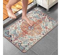 Faptoena Boho Bathroom Rugs 17"x30" Bohemia Vintage Bath Mat Non-Slip Water Absorbent Bath Rug Soft Microfiber Floor Mats for for Entrance Bedroom Kitchen Bathroom Decor-Orange