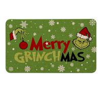 Faptoena Merry Grinchmas Front Door Mat, 17x30 Inch, Green, Non-Slip, Water Resistant, Machine Washable, Christmas, Garden, Personalized, Rectangular Doormat