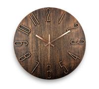 fapugh 12 Inch Wall Clock Silent Non Ticking, Preciser Modern Style Decor Clock for Home, Office, School, Kitchen, Bedroom, Living Room (Brown)