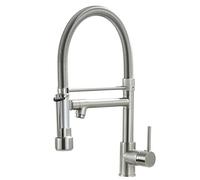Fapully Pull Down Kitchen Faucet with Lock Sprayer,Single Handle Spring Stainless Steel Kitchen Sink Faucet Brushed Nickel