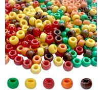 FAPUMOE 2500pcs Pony Beads Bulk of Orange Yellow Red Green Brown, Plastic Pony Seed Beads for DIY Crafts Projects