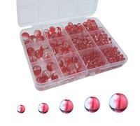 FAPUMOE 378PCS Clear-Red Gradient Round Crystal Beads for DIY Craft Projects (4/6/8/10/12mm), Smooth Natural Gemstone Glass Spacer Loose Beads for Crafts Bracelets Necklaces Charms