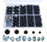 FAPUMOE 476pcs Black Round Crystal Glass Beads (4/6/8/10/12mm) with 8pcs Charming Pendants for Jewelry Making, Smooth Round Glass Spacer Loose Beads for Crafts Bracelets Necklaces Charms