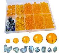 FAPUMOE 476pcs Orange Round Crystal Glass Beads (4/6/8/10/12mm) with 8pcs Charming Pendants for Jewelry Making, Smooth Round Glass Spacer Loose Beads for Crafts Bracelets Necklaces Charms