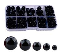 FAPUMOE 480pcs Black Round Crystal Glass Beads for Jewelry Making (4/6/8/10/12mm), Smooth and Round Glass Spacer Loose Beads for Crafts Bracelets Necklaces Charms