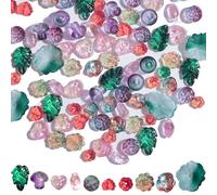 FAPUMOE Assorted Czech Glass Beads (100 PCS) for Jewelry Making, 10 Fixed Shapes of Flowers or Plants Spacer Loose Beads for Most Major Charm Bracelets Friendship Gifts