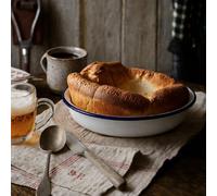 FAQQI Extra Large Yorkshire Pudding Pan 2-Pack - 26cm(10'') Round Deep Enamel Baking Tins/Trays for Giant Yorkshire Puddings, Sunday Roast Dinners and British-Style Family Meals with Recipe Card