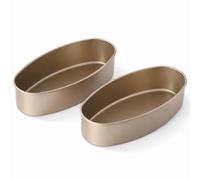 FAQQI Llanera Leche Flan Mold, 2 Pack 8-Inch Oval Carbon Steel Pans
