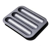FAQQI Metal Sub Roll & Hoagie Roll Baking Pan 12 inch, 3-Slot Perforated French Bread & Mini Baguette Pan, Nonstick Carbon Steel Bread Baking Tray for Homemade Subs & Sandwich Rolls