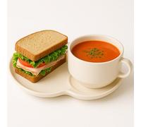 FAQQI Soup and Sandwich Plate Combo - Ceramic Soup and Cracker Combo Bowl Set with Handle | Elegant Two-Section Design for Breakfast, Snacks, and Dinner - Durable and Stylish Tableware