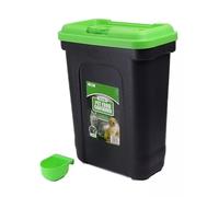 FAQRAH Pet Food Storage Container Flip Top Locking System With Integrated Scoop Plastic Birds Airtight Pet Dog Cat Animal Dry Food 15 KG Dispenser Bin Green (20 L)