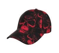 FAQRTIV Baseball Cap for Men and Women Goth Skull Red Adjustable Size Trucker Low Profile Hat for Running Workouts and Outdoor