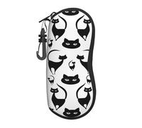 FAQRTIV Glasses Soft Case Black Cartoon Cat Ultra Light Portable Zipper Sunglasses Case With Belt Clip, Eyeglass Travel Pouch For Men Women