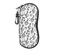 FAQRTIV Glasses Soft Case Black Musical Note Ultra Light Portable Zipper Sunglasses Case With Belt Clip, Eyeglass Travel Pouch For Men Women