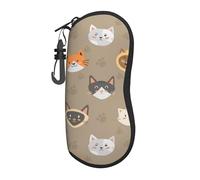 FAQRTIV Glasses Soft Case Cat Tabby Cat Paw Ultra Light Portable Zipper Sunglasses Case With Belt Clip, Eyeglass Travel Pouch For Men Women