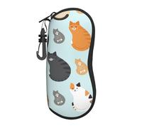 FAQRTIV Glasses Soft Case Cute Cat Fish Bone Ultra Light Portable Zipper Sunglasses Case With Belt Clip, Eyeglass Travel Pouch For Men Women