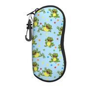 FAQRTIV Glasses Soft Case Frog Star Cartoon Ultra Light Portable Zipper Sunglasses Case With Belt Clip, Eyeglass Travel Pouch For Men Women