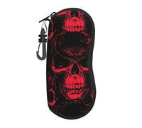 FAQRTIV Glasses Soft Case Goth Skull Red Ultra Light Portable Zipper Sunglasses Case With Belt Clip, Eyeglass Travel Pouch For Men Women