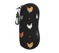 FAQRTIV Glasses Soft Case Hen Eggs Chicken Ultra Light Portable Zipper Sunglasses Case With Belt Clip, Eyeglass Travel Pouch For Men Women
