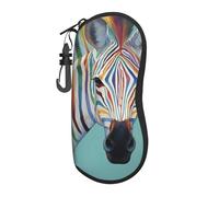 FAQRTIV Glasses Soft Case Zebra Colored Animals Ultra Light Portable Zipper Sunglasses Case With Belt Clip, Eyeglass Travel Pouch For Men Women