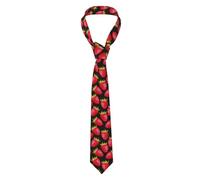 FAQRTIV Men'S Necktie Bright Red Strawberries Classic Silk Tie Neck Ties Classic Design Satin Print Tie Formal Neckties For Men